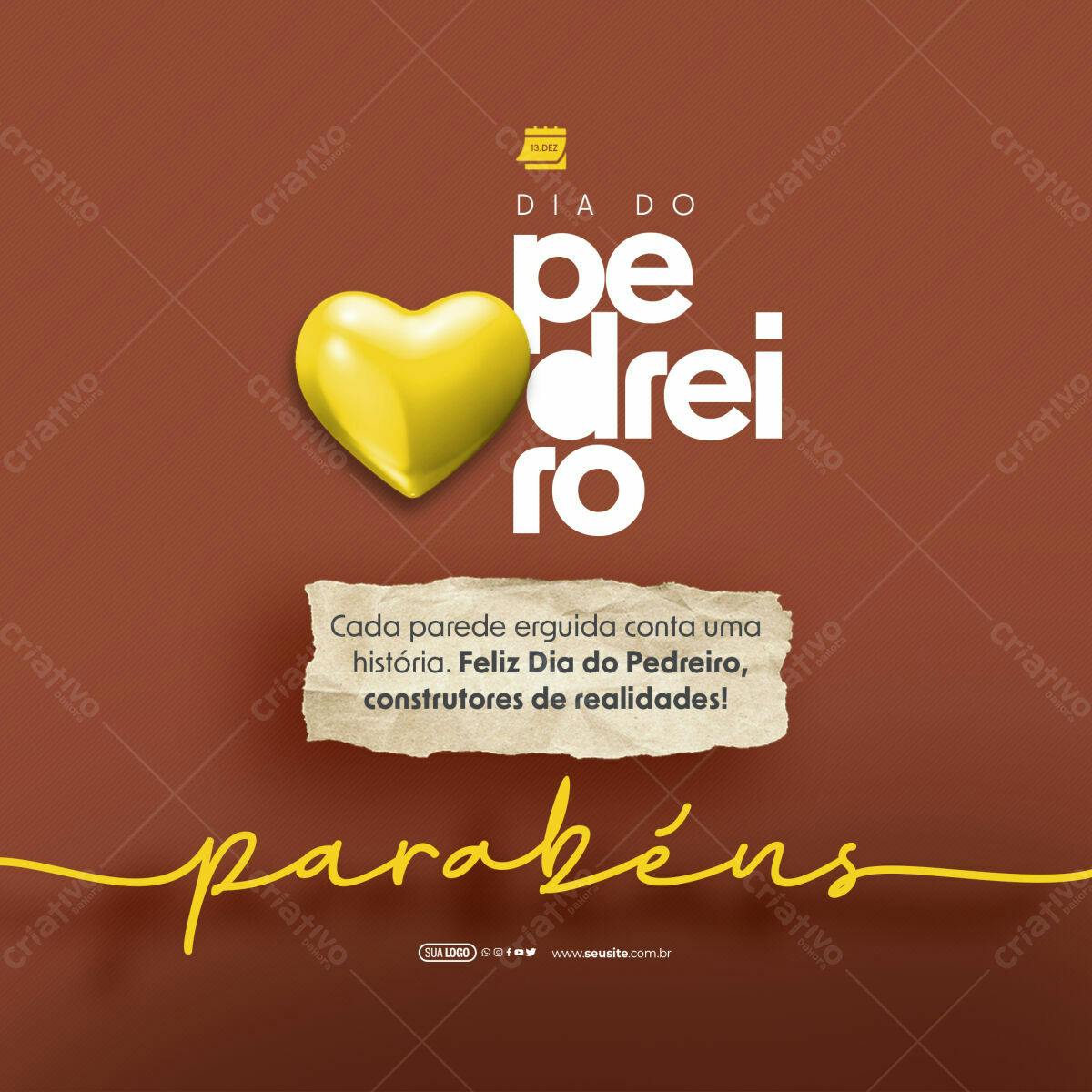 Postagem Dia do Pedreiro PSD Editável