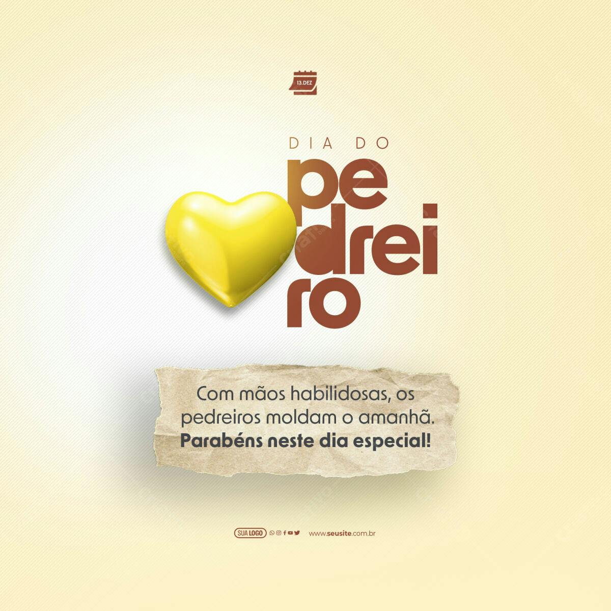 Postagem Dia do Pedreiro PSD Editável
