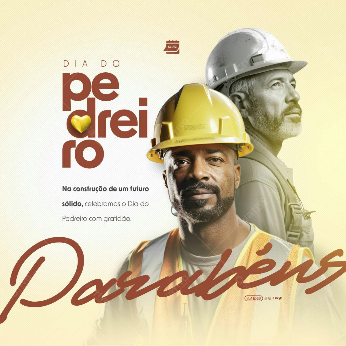 Postagem Dia do Pedreiro PSD Editável
