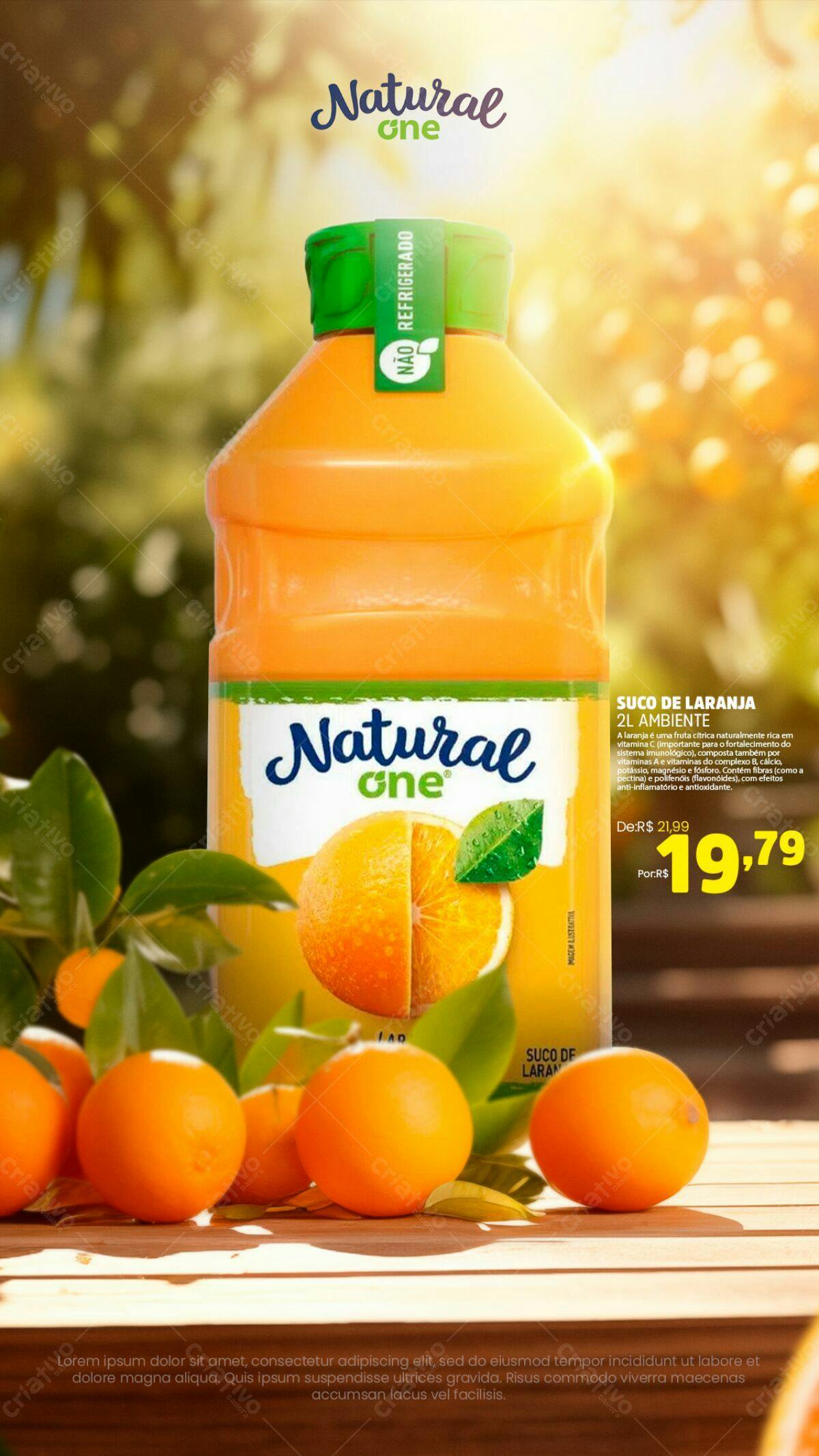 Embalagem para Suco de Laranja PSD Editável