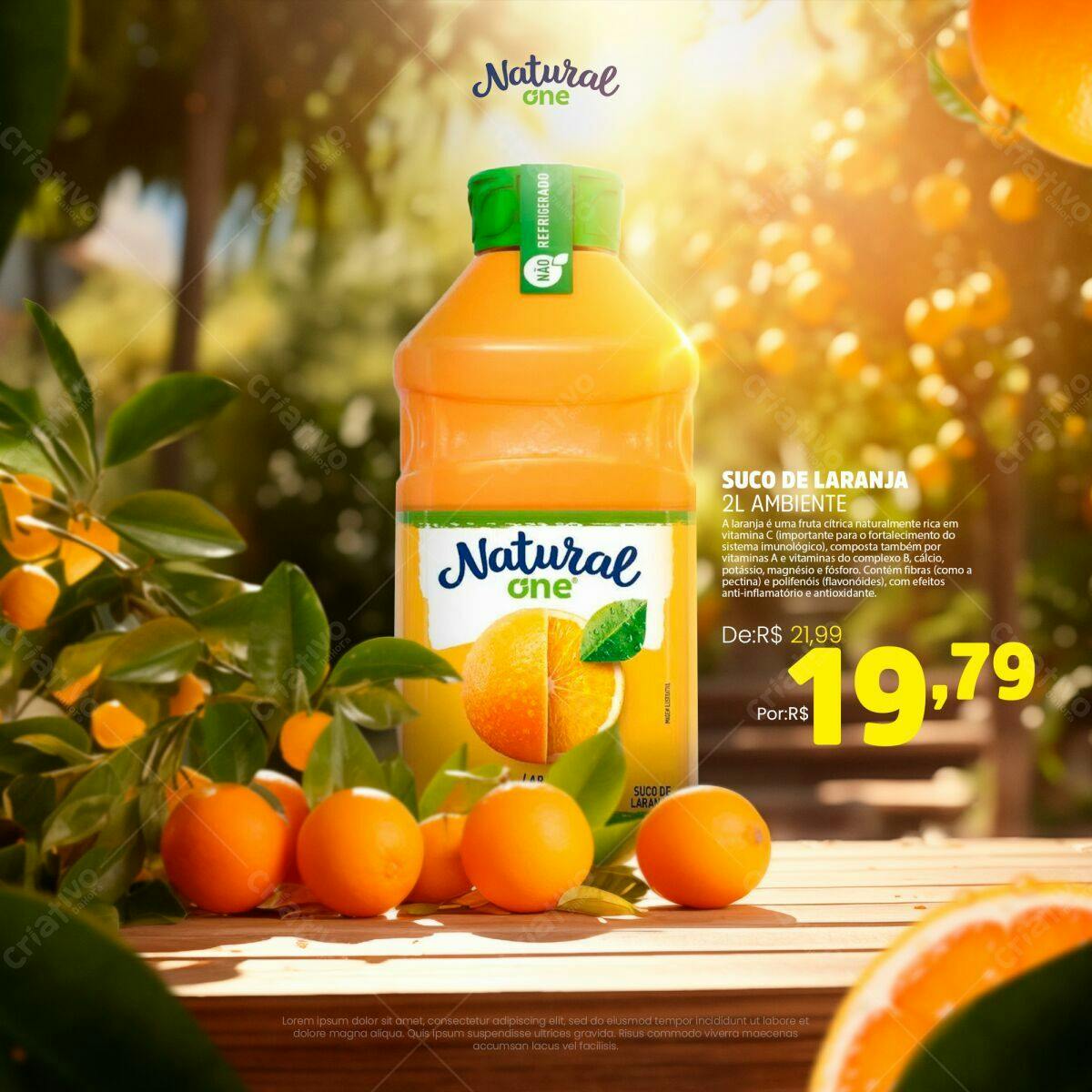 PSD Suco de Laranja Natural One para Anúncio de Promoção