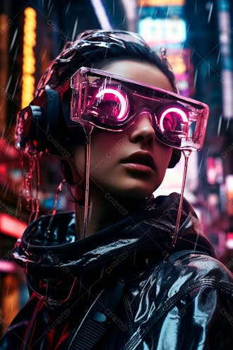 Foto de hacker usando dispositivo de realidade virtual jogando no mundo digital criado com tecnologia generativa de ia