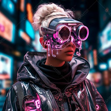 Foto de hacker usando dispositivo de realidade virtual jogando no mundo digital criado com tecnologia generativa de ia