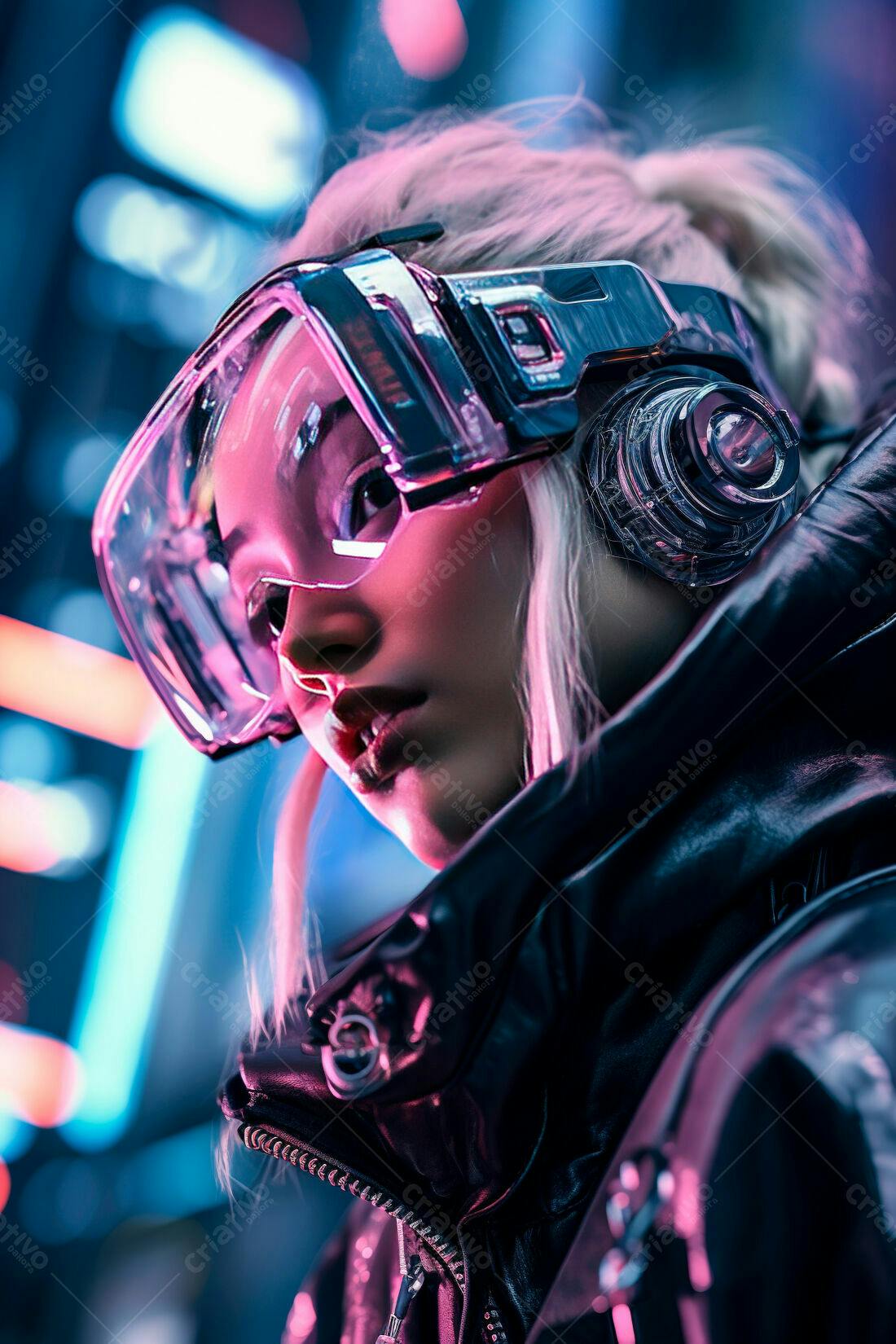 Cyberpunk Mulher com óculos futuristas