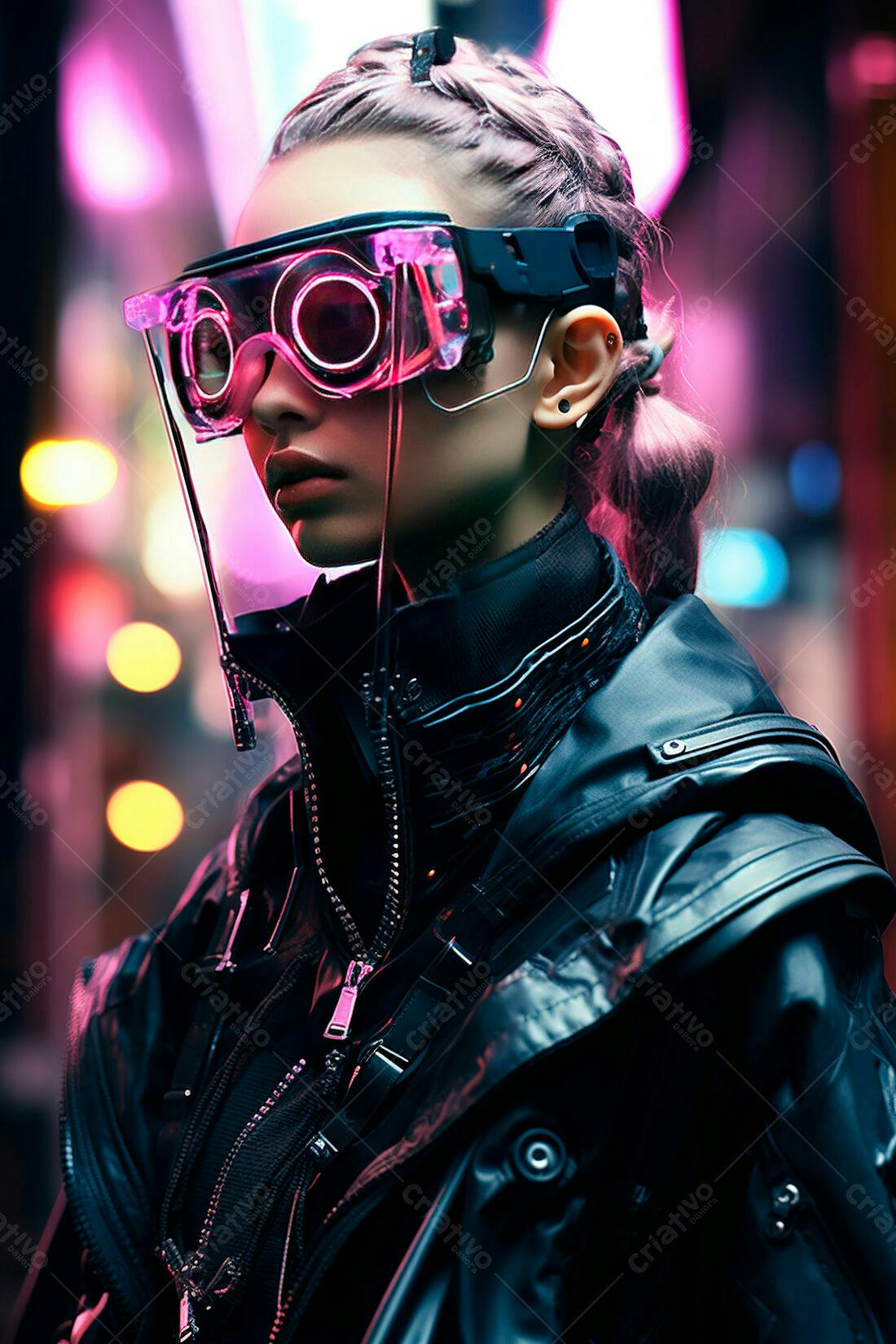 Cyberpunk mulher com óculos futuristas