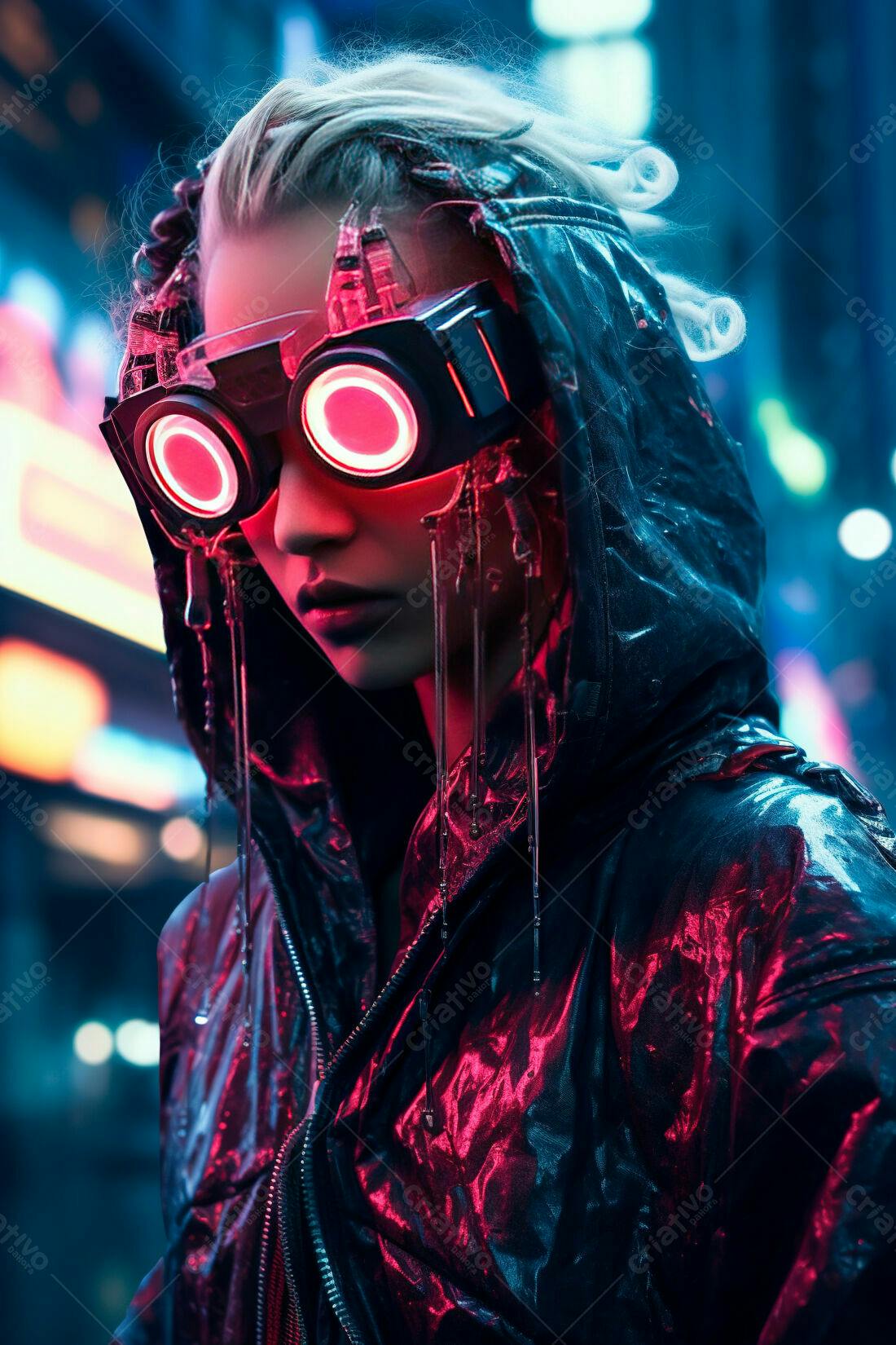 Cyberpunk mulher com óculos futuristas