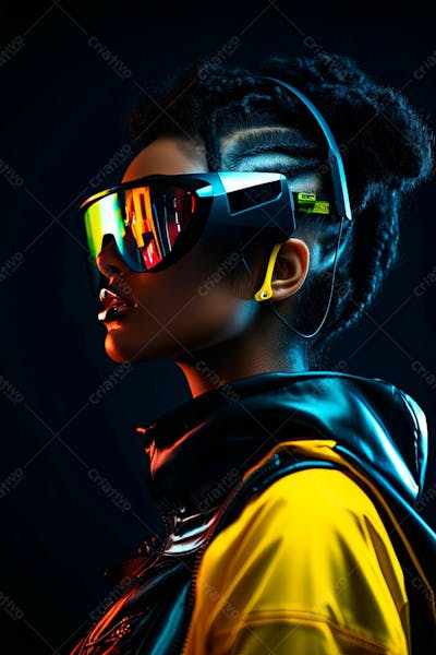 Foto De Hacker Usando Dispositivo De Realidade Virtual Jogando No Mundo Digital Criado Com Tecnologia Generativa De Ia  (121)