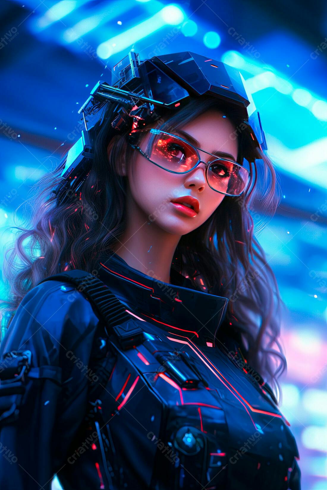 Cyberpunk Mulher com óculos futuristas