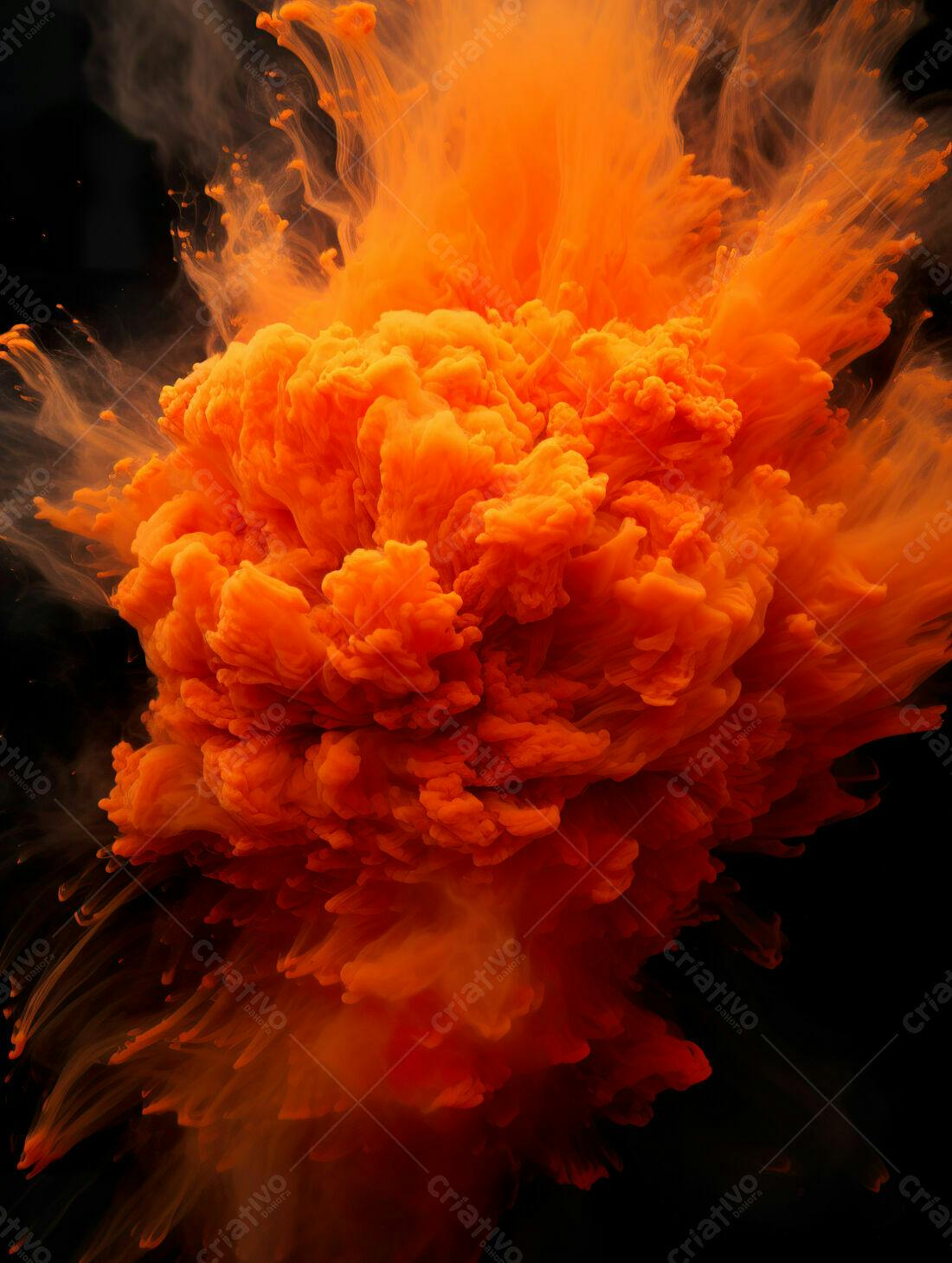 Explosão de tinta laranja abstrata