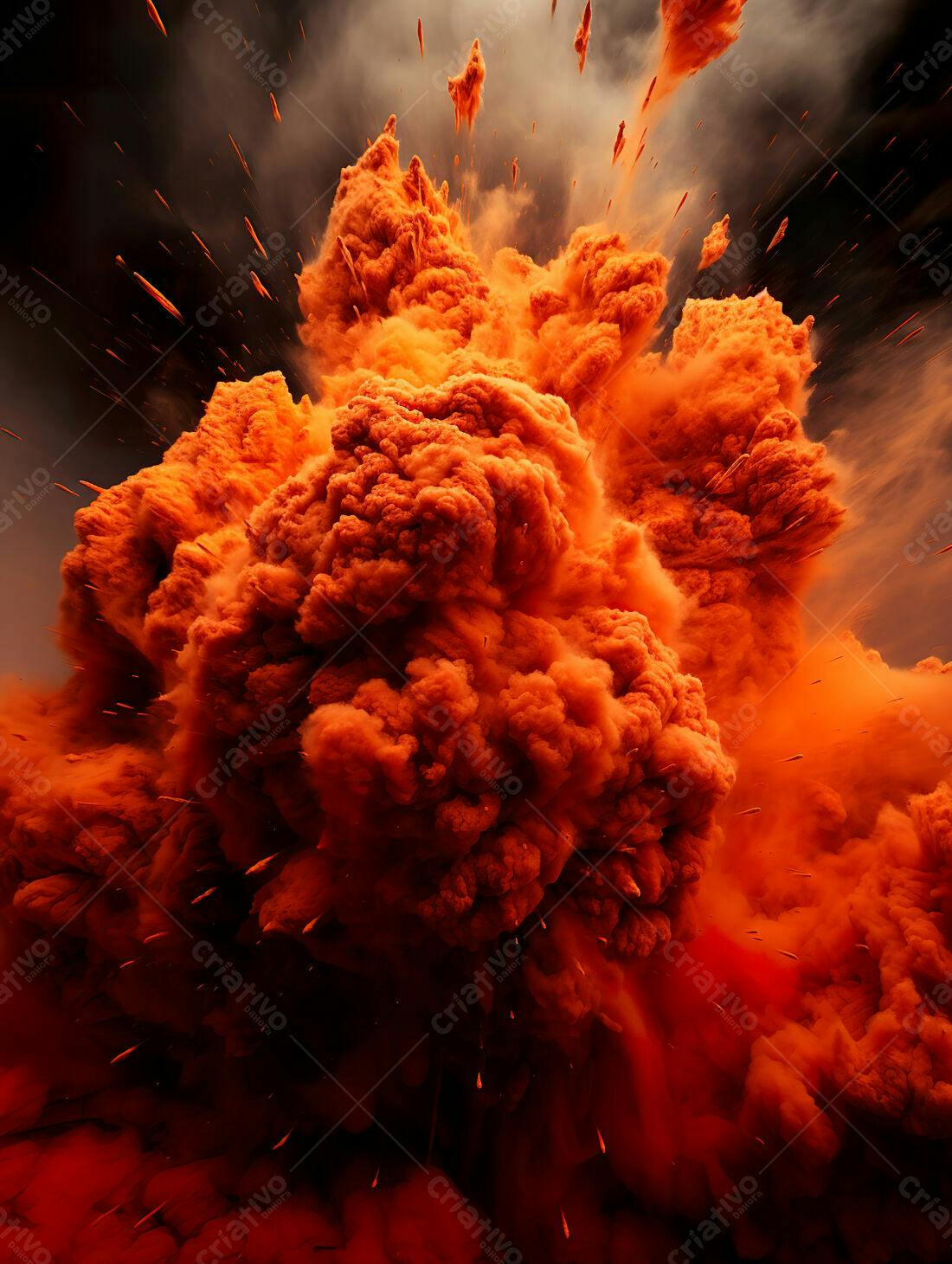 Explosão vulcânica laranja intensa
