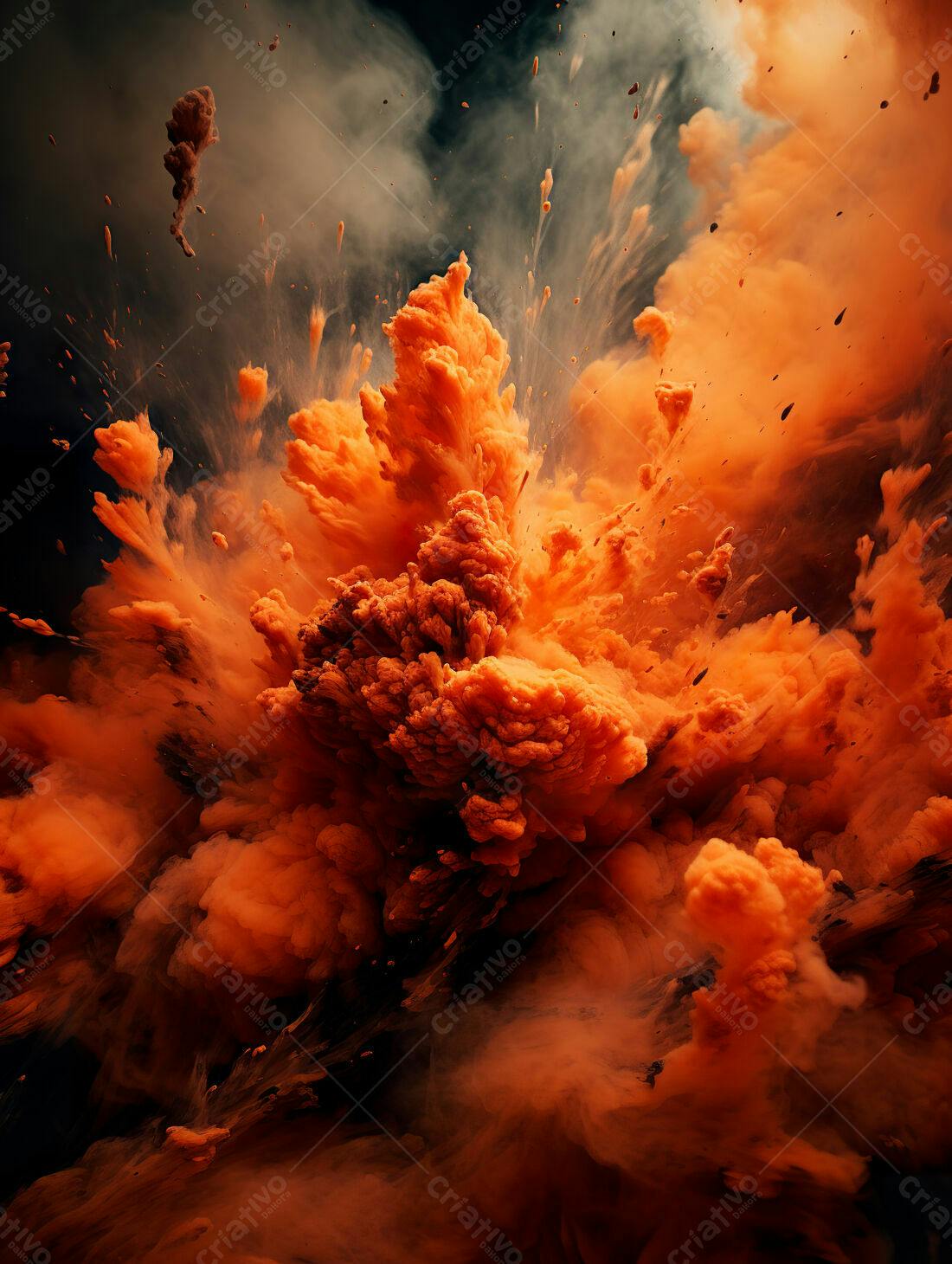 Explosão de tinta laranja abstrata