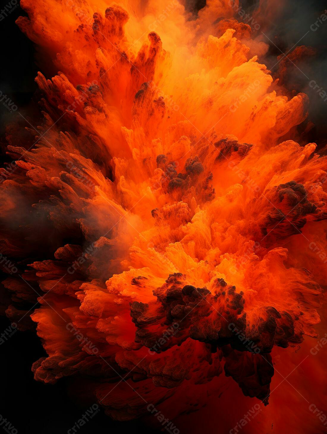 Explosão de cores laranja e vermelho