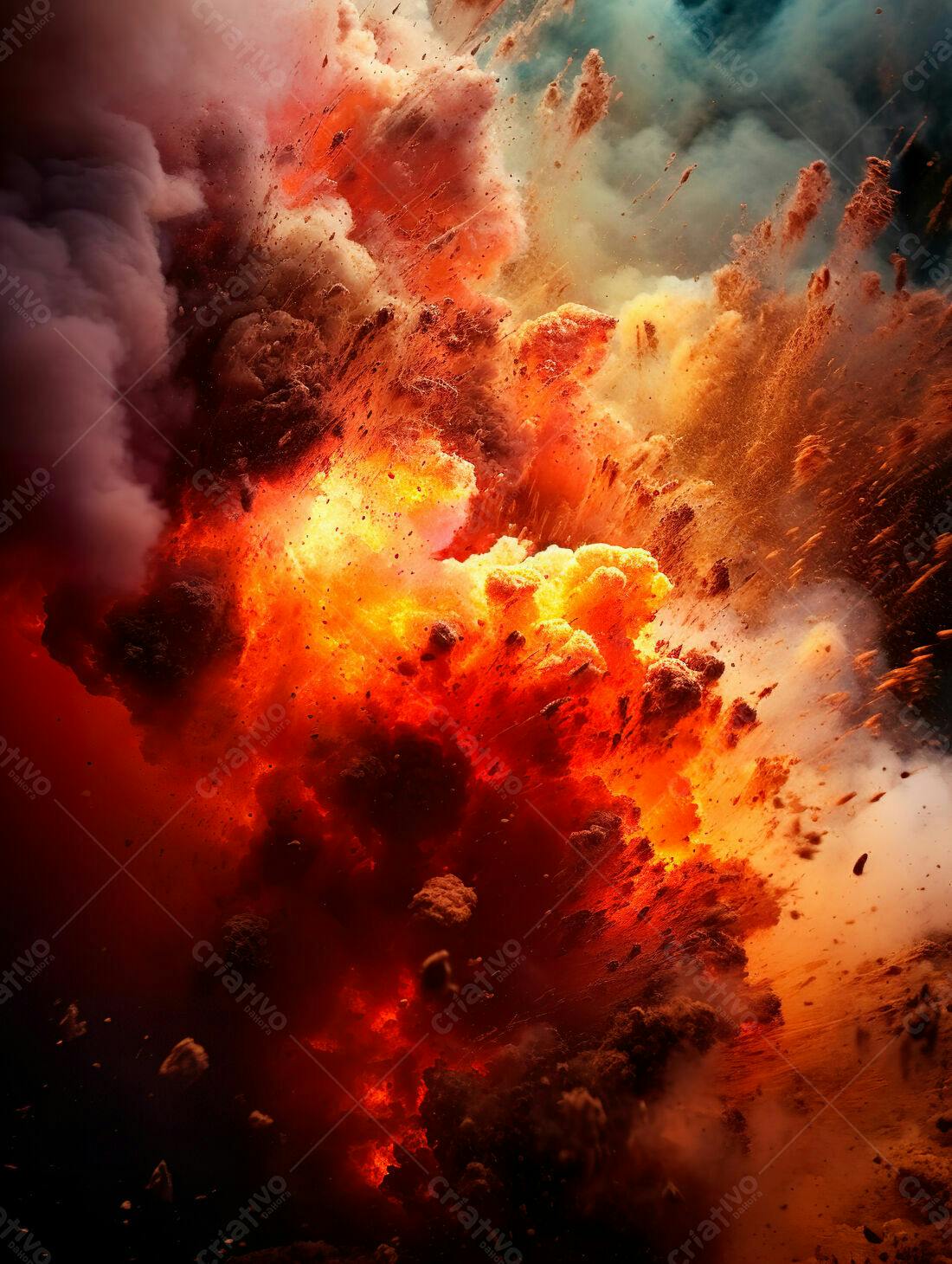 Explosão vulcânica cores vibrantes