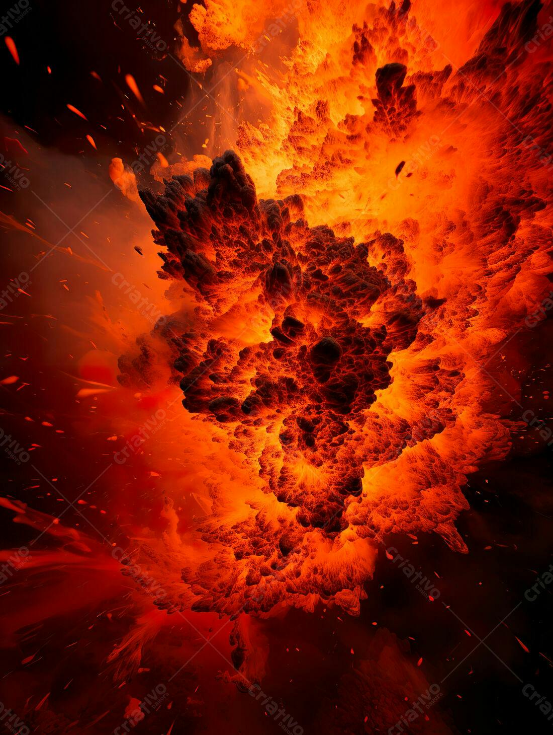 Explosão de Lava Vermelha e Laranja