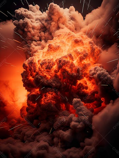 Imagem Estilo  Textura Explosao De Fogo E Fumaca Com Particulas 13