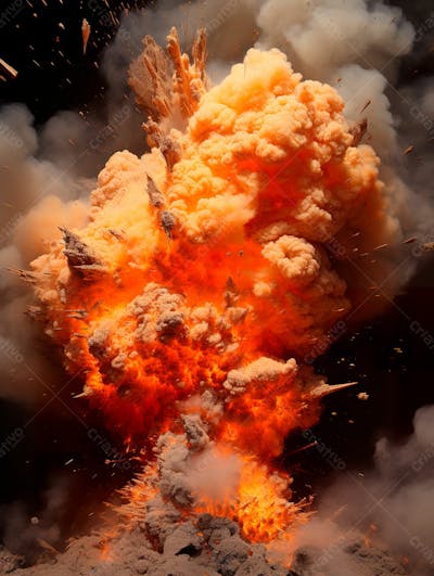 Imagem Estilo  Textura Explosao De Fogo E Fumaca Com Particulas 17