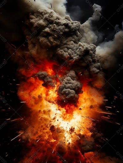 Imagem Estilo  Textura Explosao De Fogo E Fumaca Com Particulas 19