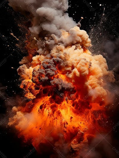 Imagem Estilo  Textura Explosao De Fogo E Fumaca Com Particulas 21