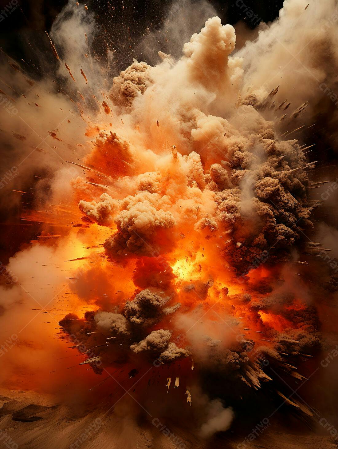 Explosão gigante tons laranja e marrom