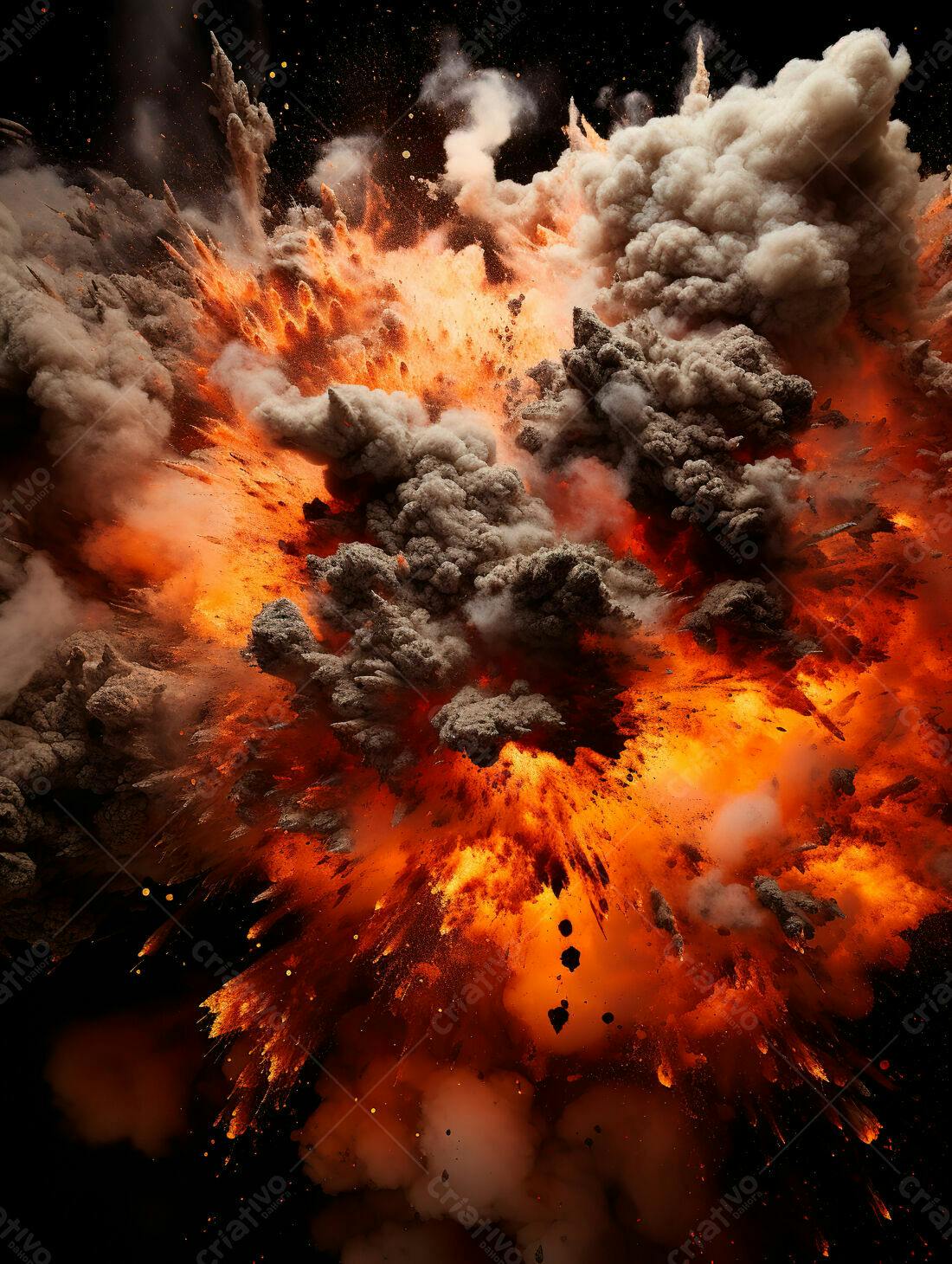 Explosão de fogo e fumaça