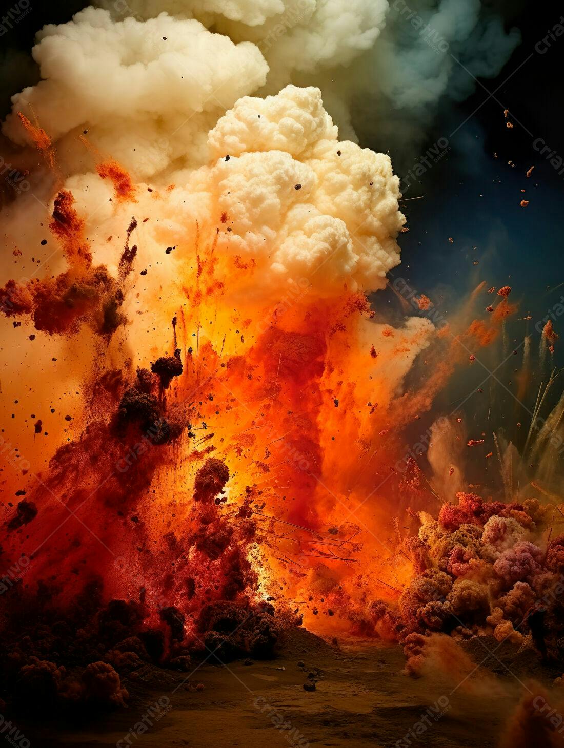 Explosão de cores vibrantes e fogo intenso
