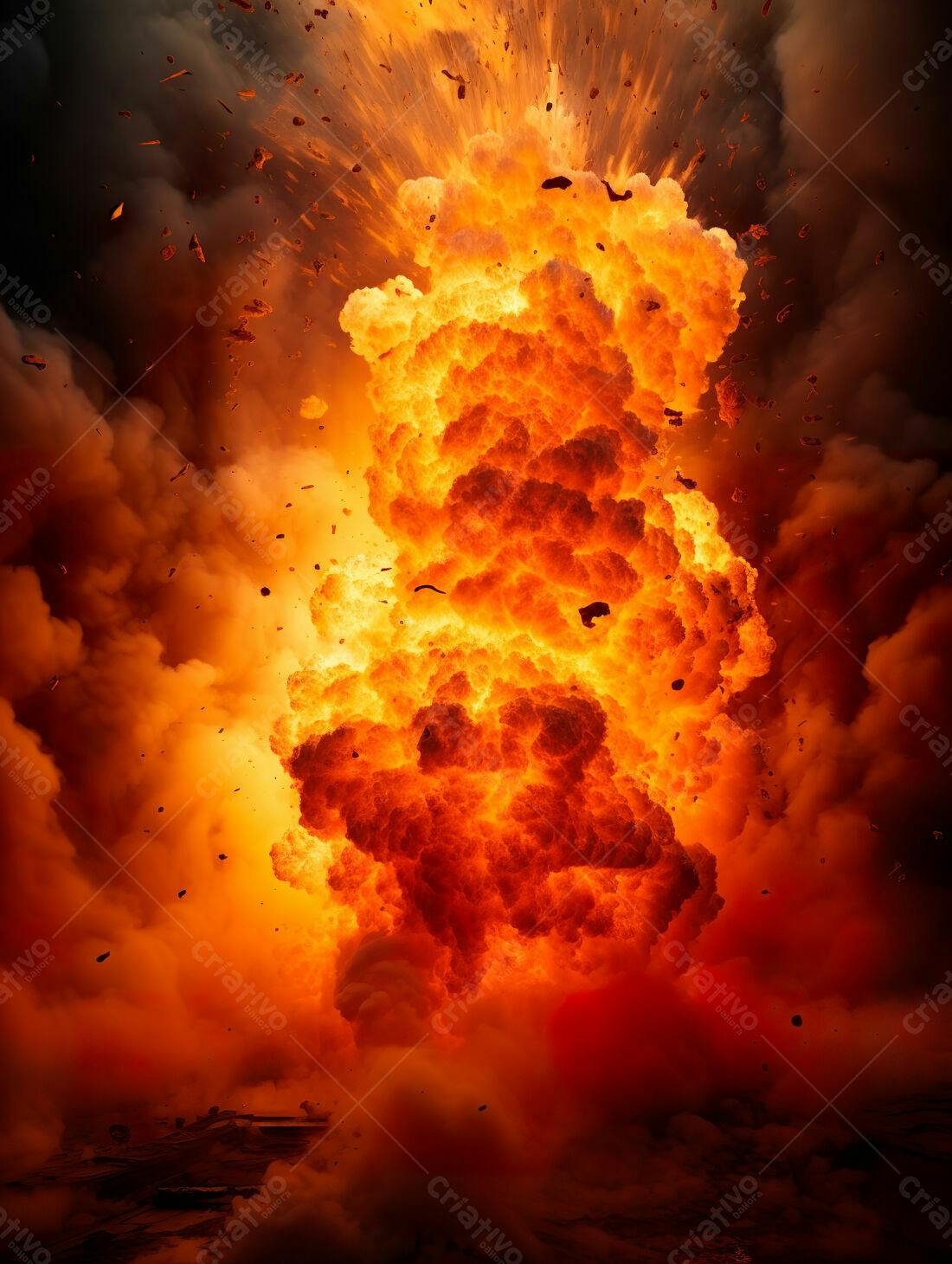 Explosão de fogo intensa e destrutiva