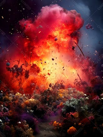 Imagem estilo textura explosao de fogo e fumaca com particulas 68