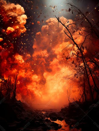 Imagem estilo textura explosao de fogo e fumaca com particulas 85