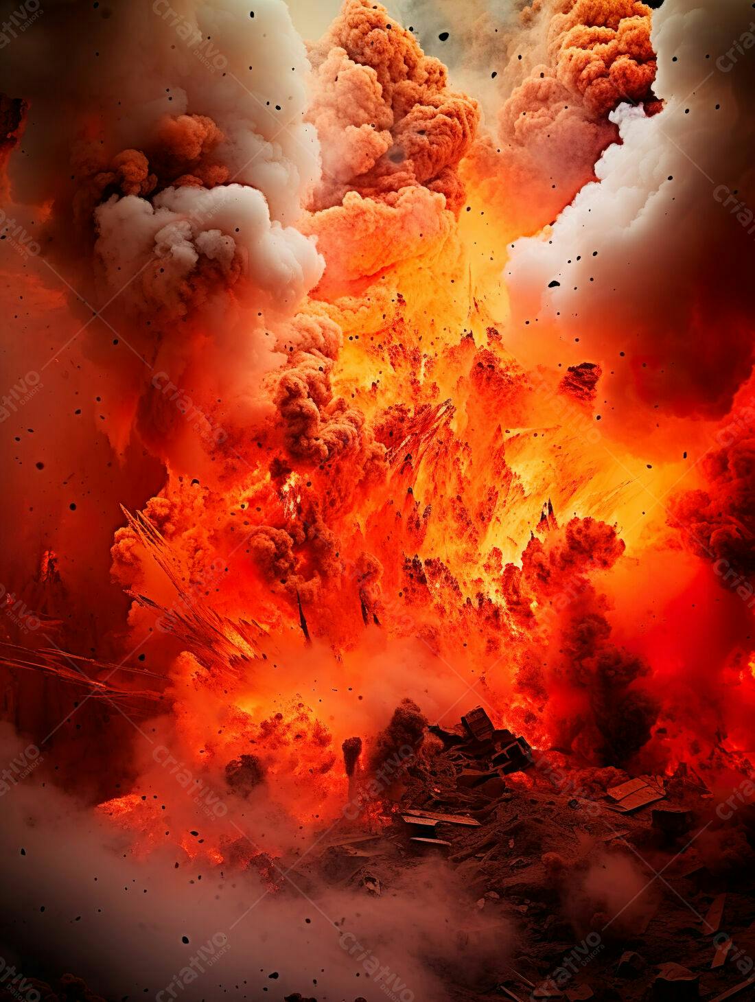 Explosão intensa tons laranja e vermelho