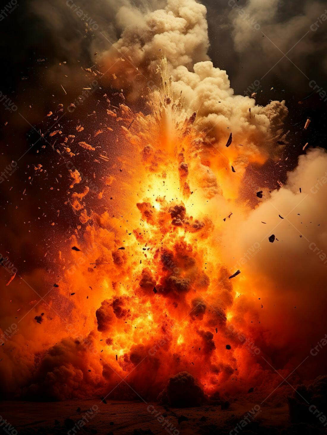 Explosão gigante de fogo e fumaça