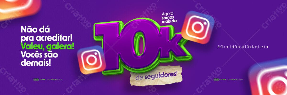 Banner Agradecimento 10k Seguidores Instagram PSD Editável