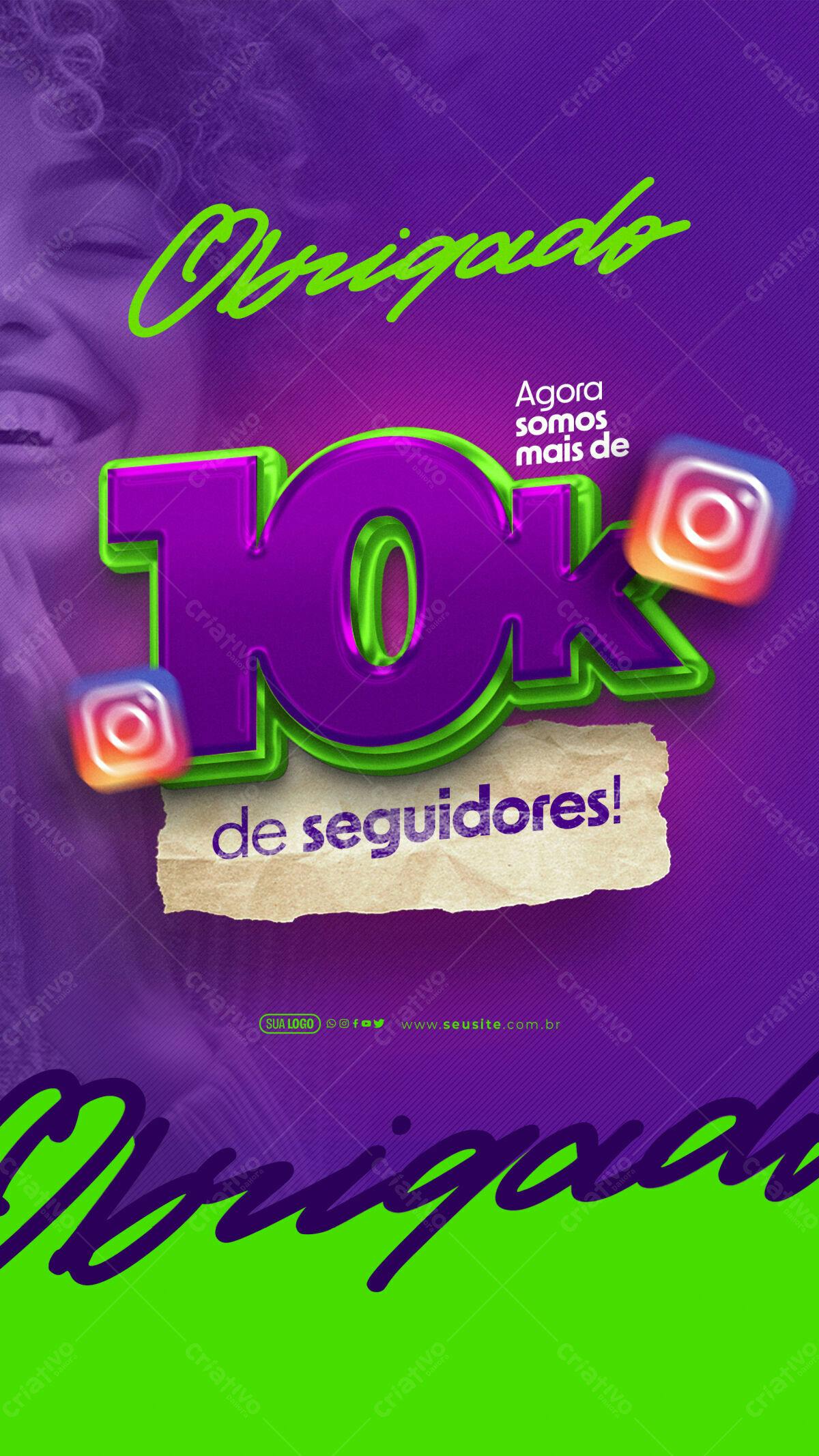 Flyer Agradecimento 10k Seguidores PSD Editável