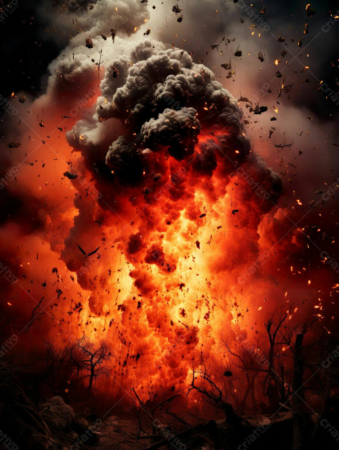 Explosão infernal floresta escura