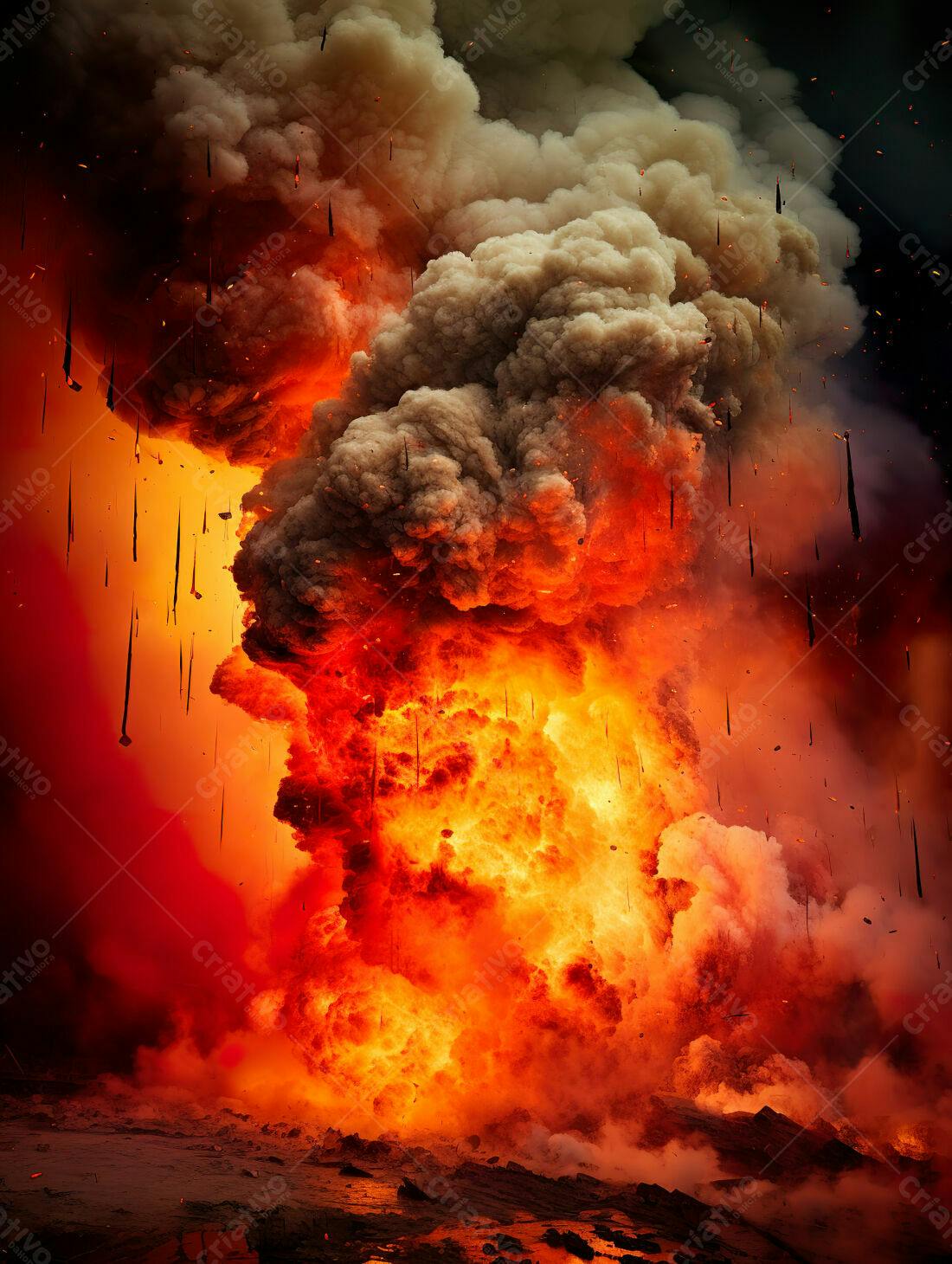 Explosão de Fogo e Fumaça Gigantesca