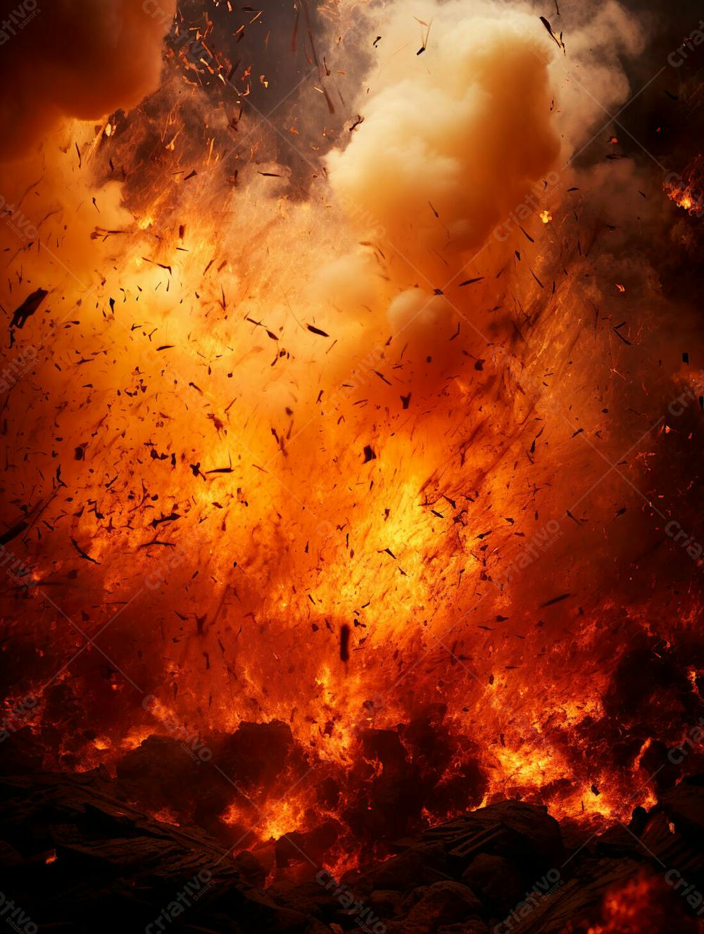 Imagem Estilo  Textura Explosao De Fogo E Fumaca Com Particulas 110