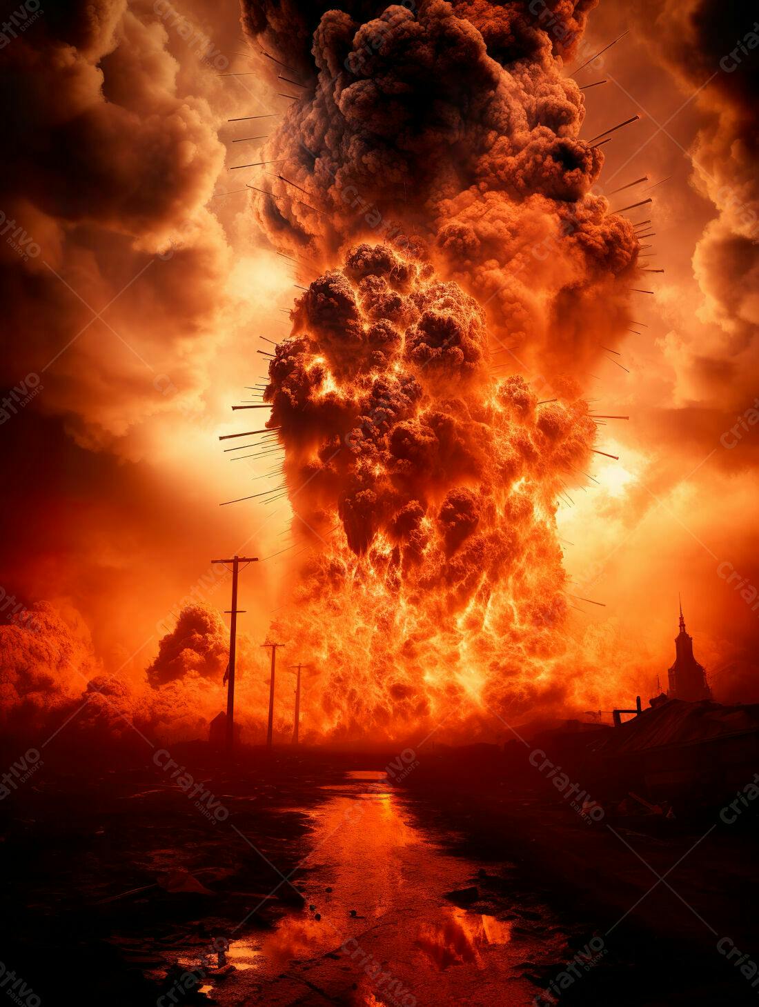 Explosão apocalíptica em cenário urbano