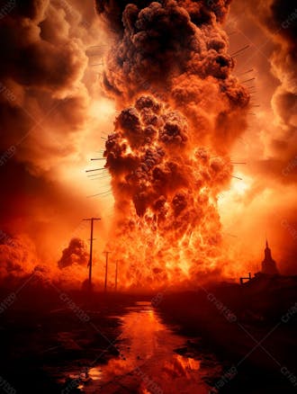 Imagem estilo textura explosao de fogo e fumaca com particulas 111