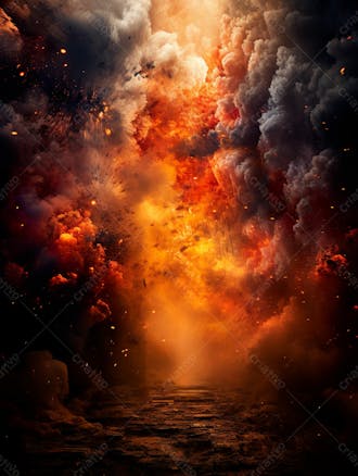 Imagem estilo textura explosao de fogo e fumaca com particulas 112