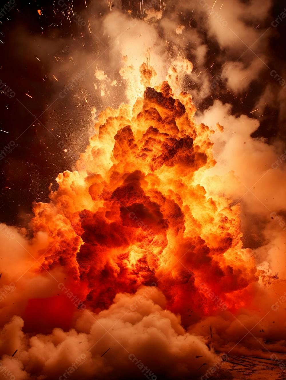 Imagem Estilo  Textura Explosao De Fogo E Fumaca Com Particulas 119