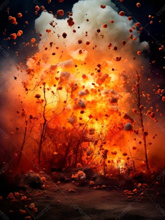 Imagem estilo textura explosao de fogo e fumaca com particulas 120