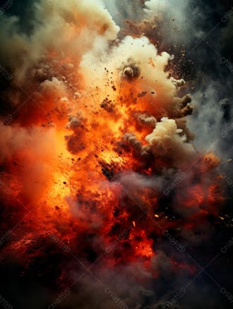 Imagem estilo textura explosao de fogo e fumaca com particulas 122
