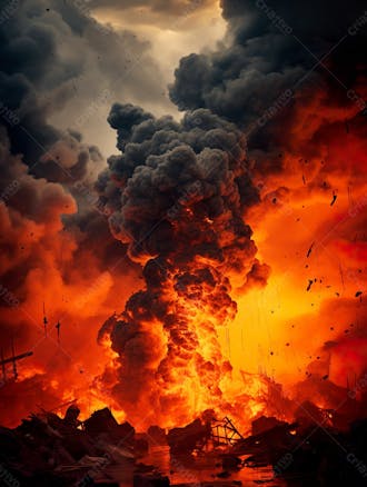 Imagem estilo textura explosao de fogo e fumaca com particulas 136