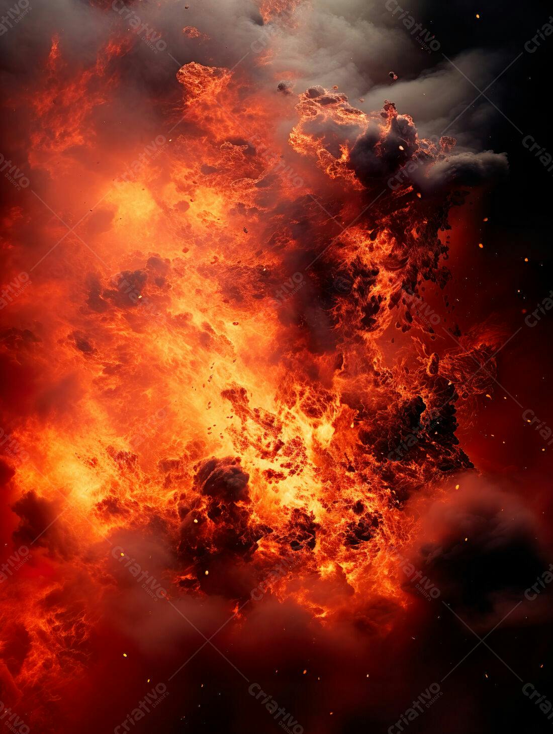 Chamas infernais em explosão