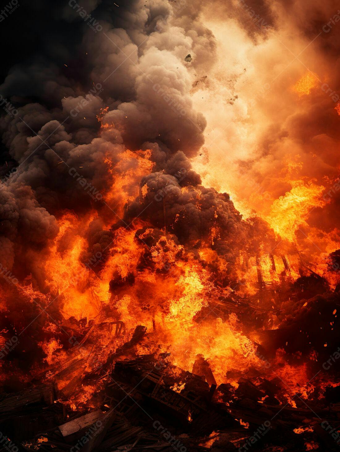 Incêndio devastador em estrutura de madeira