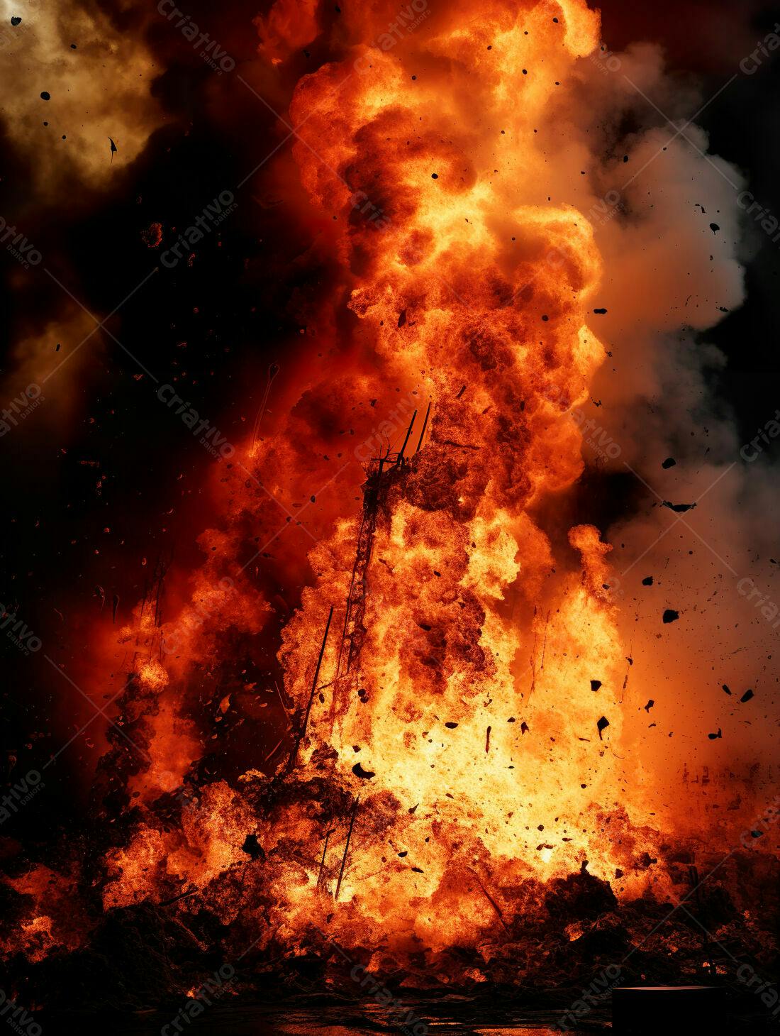 Explosão de fogo intenso e destrutivo