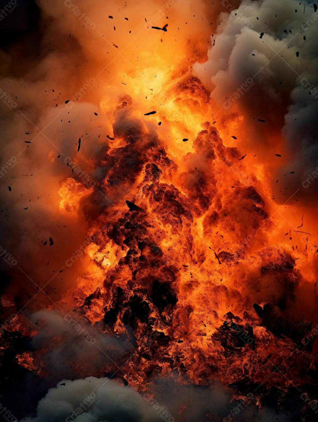Incêndio intenso com chamas alaranjadas