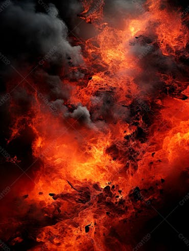 Imagem Estilo  Textura Explosao De Fogo E Fumaca Com Particulas 187