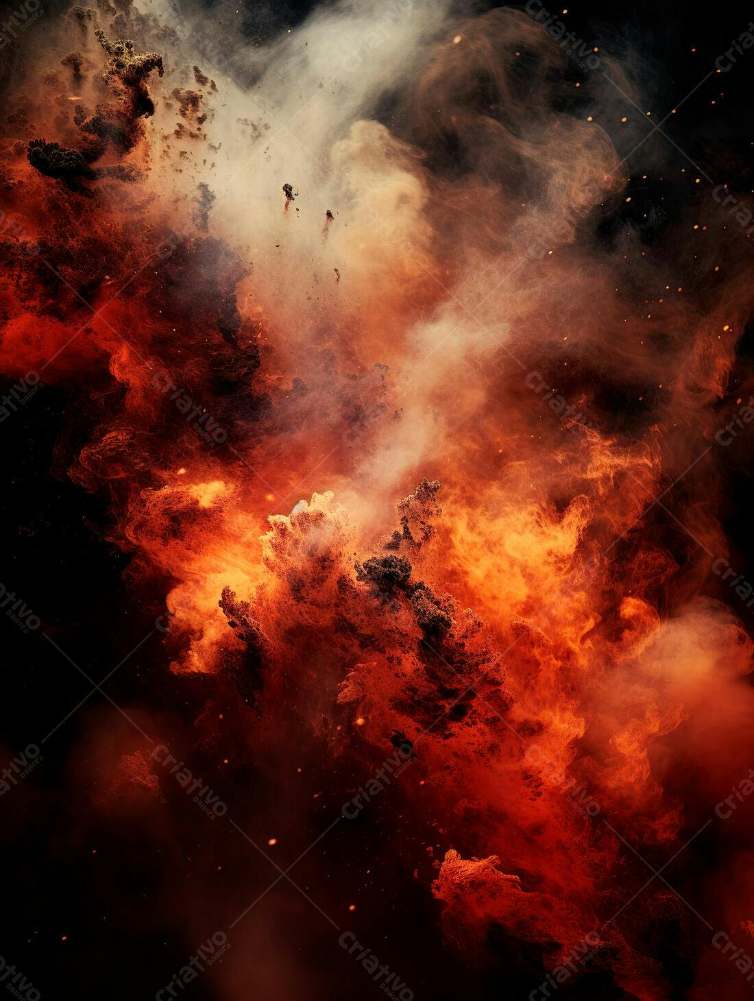 Explosão de Fogo e Fumaça Abstrata
