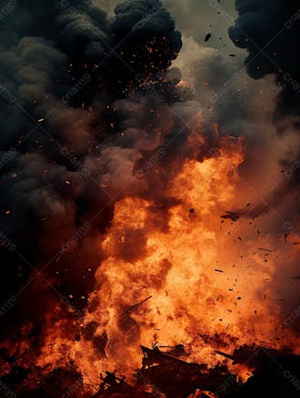 Imagem estilo textura explosao de fogo e fumaca com particulas 190