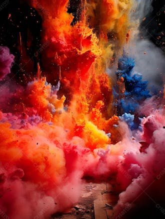 Imagem explosao de fumaca colorida com particulas 2